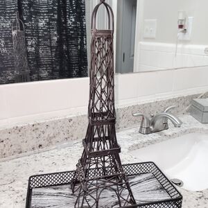 Metal Eiffel Tower Sculpture + Vanity Tray *Read Description*